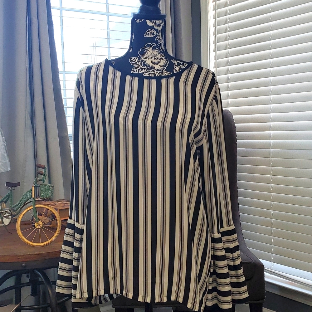 Loft Black and White striped blouse